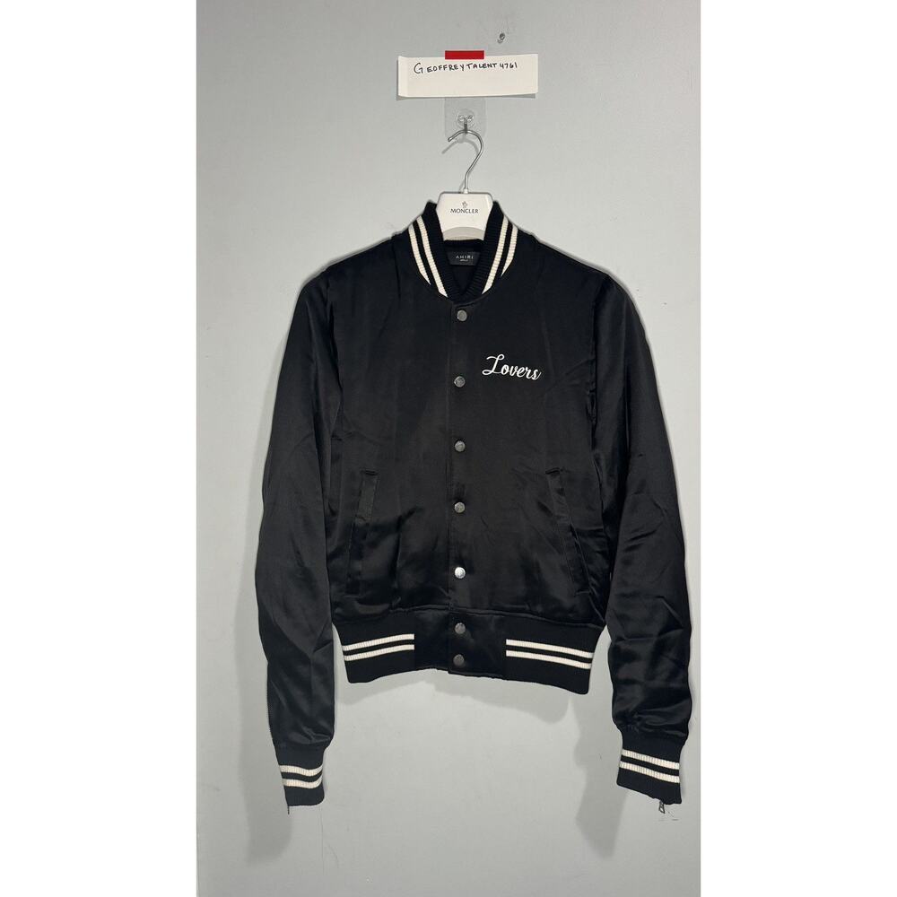 AMIRI “Lovers” Satin Varsity Jacket - Black - Size Medium